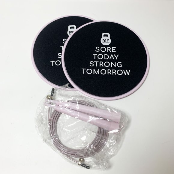 Workout set core sliders and jump rope pink purple - Picture 1 of 3